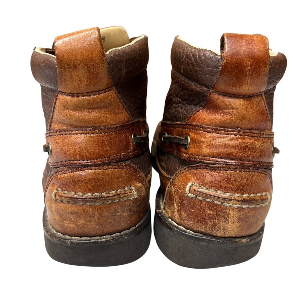 L L Bean Allagash Handsewn Bison Leather Chukka Boots Brown Moc Toe Heritage 9 - Picture 2 of 10